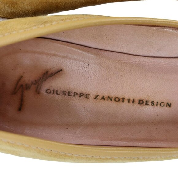 Giuseppe Zanotti Italy Mustard Suede Tasseled Kitten Heels Womens 8B Dress Shoes - Picture 10 of 11